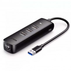 Конвертер сигнала UGreen USB 3.0 Hub with 10/100 Ethernet Adapter (50619)