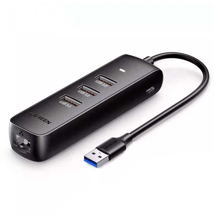 Конвертер сигнала UGreen USB 3.0 Hub with 10/100 Ethernet Adapter (50619)