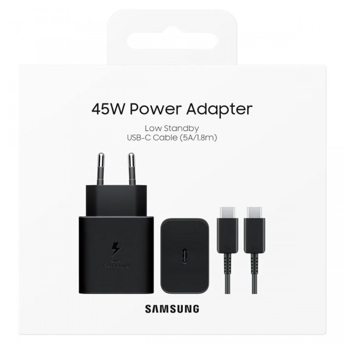 Зарядное устройство Samsung 45W Power Adapter Low Standby USB-C Cable (5A/1.8m) EP-T4511